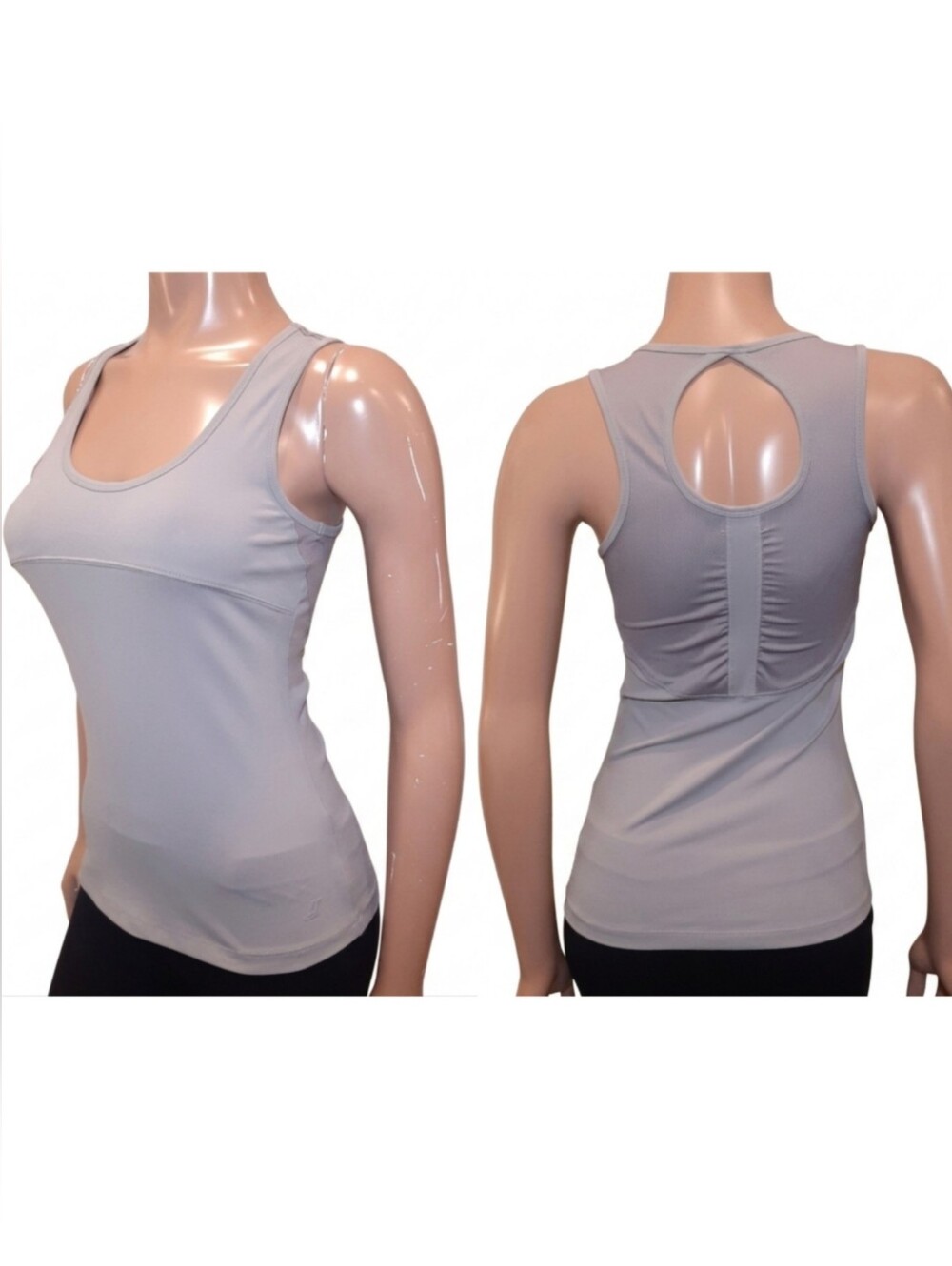 Joe Fresh Active Tank Top Yoga Mesh Ruched Racerback Athletic Grey